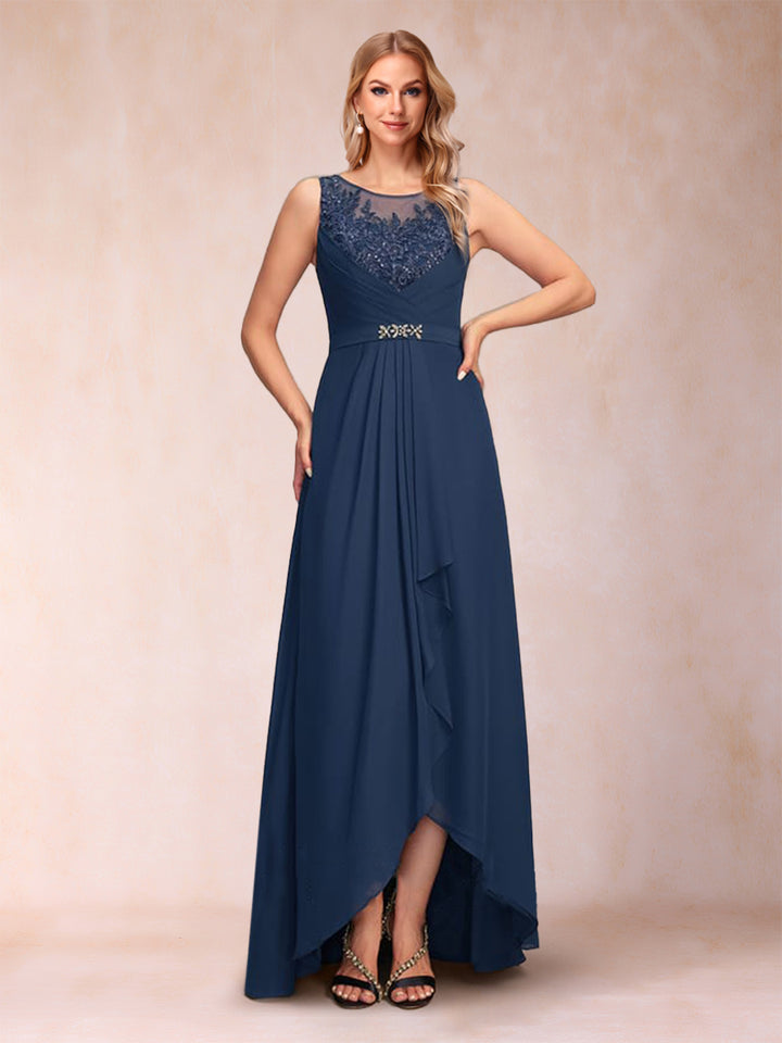 A-Line/Princess Scoop 3/4 Sleeves Floor-Length two pieces Mother of the Bride Dress With Sequins &amp; Sash