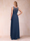 A-Line/Princess Scoop 3/4 Sleeves Floor-Length two pieces Mother of the Bride Dress With Sequins & Sash