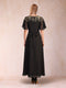 A-Line/Princess V-Neck Short Sleeves Ankle-Length Mother of the Bride Dresses with Sequins & Appliques