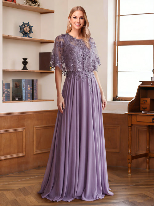 A-Line/Princess Square Neck Sleeveless Floor-Length Two Pieces Mother of the Bride Dresses with Lace & Jacket