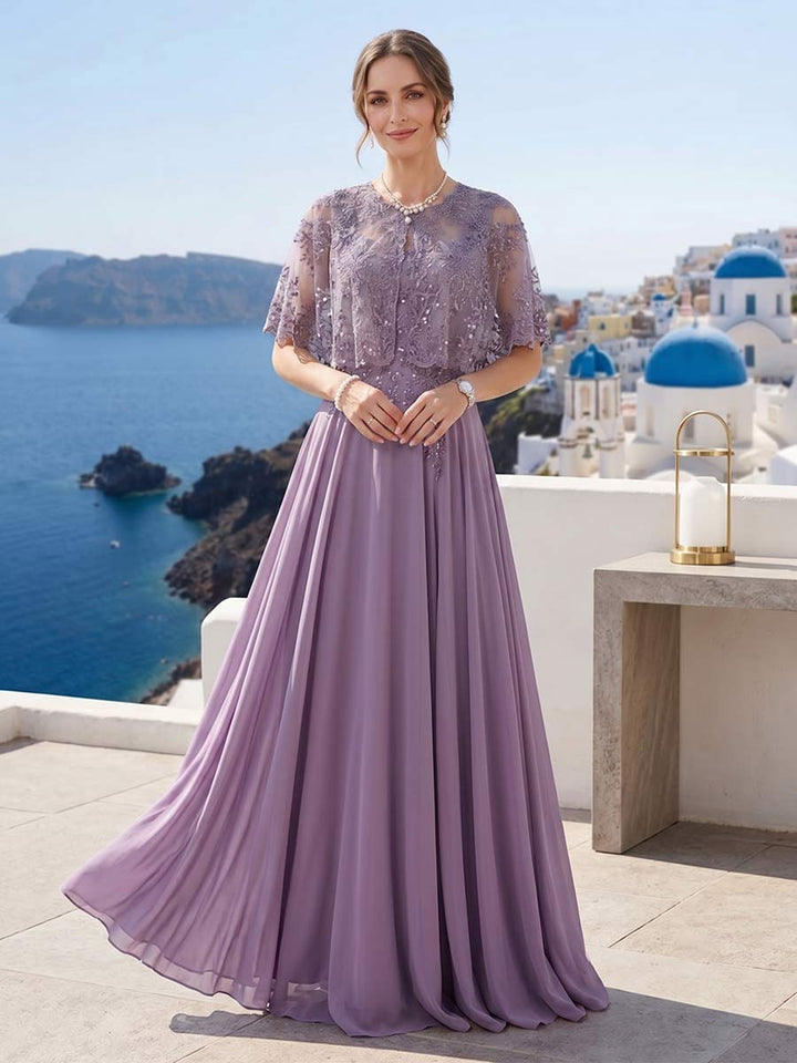 A-Line/Princess Square Neck Sleeveless Floor-Length Two Pieces Mother of the Bride Dresses with Lace &amp; Jacket