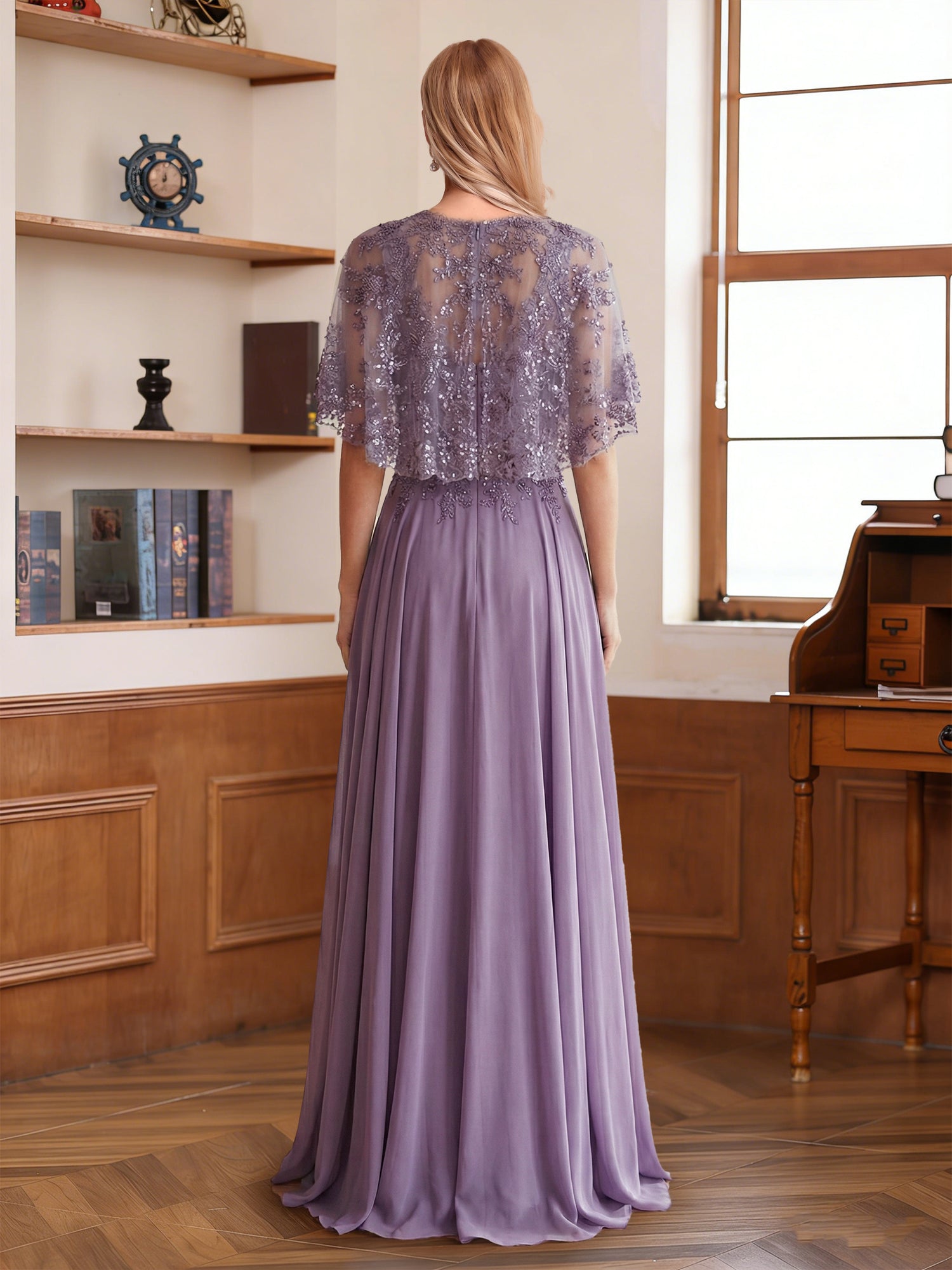 A-Line/Princess Square Neck Sleeveless Floor-Length Two Pieces Mother of the Bride Dresses with Lace & Jacket