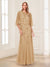 A-Line/Princess Scoop Half Sleeves Floor-Length Mother of the Bride Dresses with Beading&Sequins