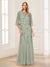 A-Line/Princess Scoop Half Sleeves Floor-Length Mother of the Bride Dresses with Beading&Sequins