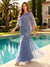 Trumpet/Mermaid Half Sleeves Scoop Floor-Length Mother of the Bride Dresses with Beading & Sequins