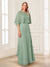 A-Line/Princess Scoop Half Sleeves Floor-Length Mother of the Bride Dresses with Ruffles