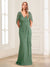 Sheath/Column V-Neck Short Sleeves Floor-Length Mother of the Bride Dresses with Lace & Applique