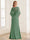 Sheath/Column V-Neck Short Sleeves Floor-Length Mother of the Bride Dresses with Lace & Applique