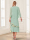 A-Line/Princess Scoop Sleeveless Tea-Length Mother of the Bride Dresses with Embroidery & Jacket
