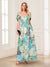 A-Line/Princess Off-the-Shoulder Short Sleeves Ankle-Length Mother of the Bride Dresses with Pockets & Floral Pirnted