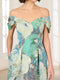 A-Line/Princess Off-the-Shoulder Short Sleeves Ankle-Length Mother of the Bride Dresses with Pockets & Floral Pirnted
