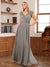 A-Line/Princess V-Neck Short Sleeves Floor-Length Mother of the Bride Dresses with Lace & Applique