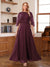 A-Line/Princess Scoop Half Sleeves Ankle-Length Mother of the Bride Dress With Lace & Applique