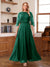 A-Line/Princess Scoop Half Sleeves Ankle-Length Mother of the Bride Dress With Lace & Applique