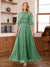 A-Line/Princess Scoop Half Sleeves Ankle-Length Mother of the Bride Dress With Lace & Applique