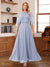 A-Line/Princess Scoop Half Sleeves Ankle-Length Mother of the Bride Dress With Lace & Applique