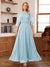 A-Line/Princess Scoop Half Sleeves Ankle-Length Mother of the Bride Dress With Lace & Applique