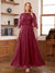 A-Line/Princess Scoop Half Sleeves Ankle-Length Mother of the Bride Dress With Lace & Applique