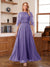 A-Line/Princess Scoop Half Sleeves Ankle-Length Mother of the Bride Dress With Lace & Applique