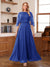 A-Line/Princess Scoop Half Sleeves Ankle-Length Mother of the Bride Dress With Lace & Applique