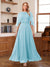 A-Line/Princess Scoop Half Sleeves Ankle-Length Mother of the Bride Dress With Lace & Applique
