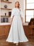 A-Line/Princess Scoop Half Sleeves Ankle-Length Mother of the Bride Dress With Lace & Applique