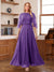 A-Line/Princess Scoop Half Sleeves Ankle-Length Mother of the Bride Dress With Lace & Applique