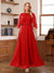 A-Line/Princess Scoop Half Sleeves Ankle-Length Mother of the Bride Dress With Lace & Applique