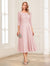 A-Line/Princess Scoop 3/4 Sleeves Tea-Length Mother of the Bride Dresses with Applique & Lace