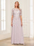 A-Line/Princess Scoop Half Sleeves Floor-Length Mother of the Bride Dresses with Applique & Lace