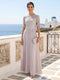 A-Line/Princess Scoop Half Sleeves Floor-Length Mother of the Bride Dresses with Applique & Lace