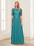 A-Line/Princess Scoop Half Sleeves Floor-Length Mother of the Bride Dresses with Applique & Lace