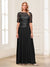 A-Line/Princess Scoop Half Sleeves Floor-Length Mother of the Bride Dresses with Applique & Lace