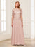 A-Line/Princess Scoop Half Sleeves Floor-Length Mother of the Bride Dresses with Applique & Lace