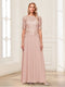 A-Line/Princess Scoop Half Sleeves Floor-Length Mother of the Bride Dresses with Applique & Lace