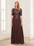A-Line/Princess Scoop Half Sleeves Floor-Length Mother of the Bride Dresses with Applique & Lace