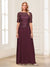 A-Line/Princess Scoop Half Sleeves Floor-Length Mother of the Bride Dresses with Applique & Lace