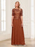 A-Line/Princess Scoop Half Sleeves Floor-Length Mother of the Bride Dresses with Applique & Lace