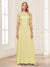 A-Line/Princess Scoop Half Sleeves Floor-Length Mother of the Bride Dresses with Applique & Lace