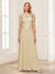A-Line/Princess Scoop Half Sleeves Floor-Length Mother of the Bride Dresses with Applique & Lace