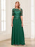 A-Line/Princess Scoop Half Sleeves Floor-Length Mother of the Bride Dresses with Applique & Lace