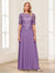 A-Line/Princess Scoop Half Sleeves Floor-Length Mother of the Bride Dresses with Applique & Lace