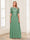 A-Line/Princess Scoop Half Sleeves Floor-Length Mother of the Bride Dresses with Applique & Lace