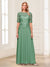 A-Line/Princess Scoop Half Sleeves Floor-Length Mother of the Bride Dresses with Applique & Lace