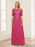 A-Line/Princess Scoop Half Sleeves Floor-Length Mother of the Bride Dresses with Applique & Lace