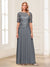 A-Line/Princess Scoop Half Sleeves Floor-Length Mother of the Bride Dresses with Applique & Lace