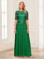 A-Line/Princess Scoop Half Sleeves Floor-Length Mother of the Bride Dresses with Applique & Lace