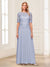 A-Line/Princess Scoop Half Sleeves Floor-Length Mother of the Bride Dresses with Applique & Lace