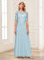 A-Line/Princess Scoop Half Sleeves Floor-Length Mother of the Bride Dresses with Applique & Lace