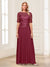 A-Line/Princess Scoop Half Sleeves Floor-Length Mother of the Bride Dresses with Applique & Lace